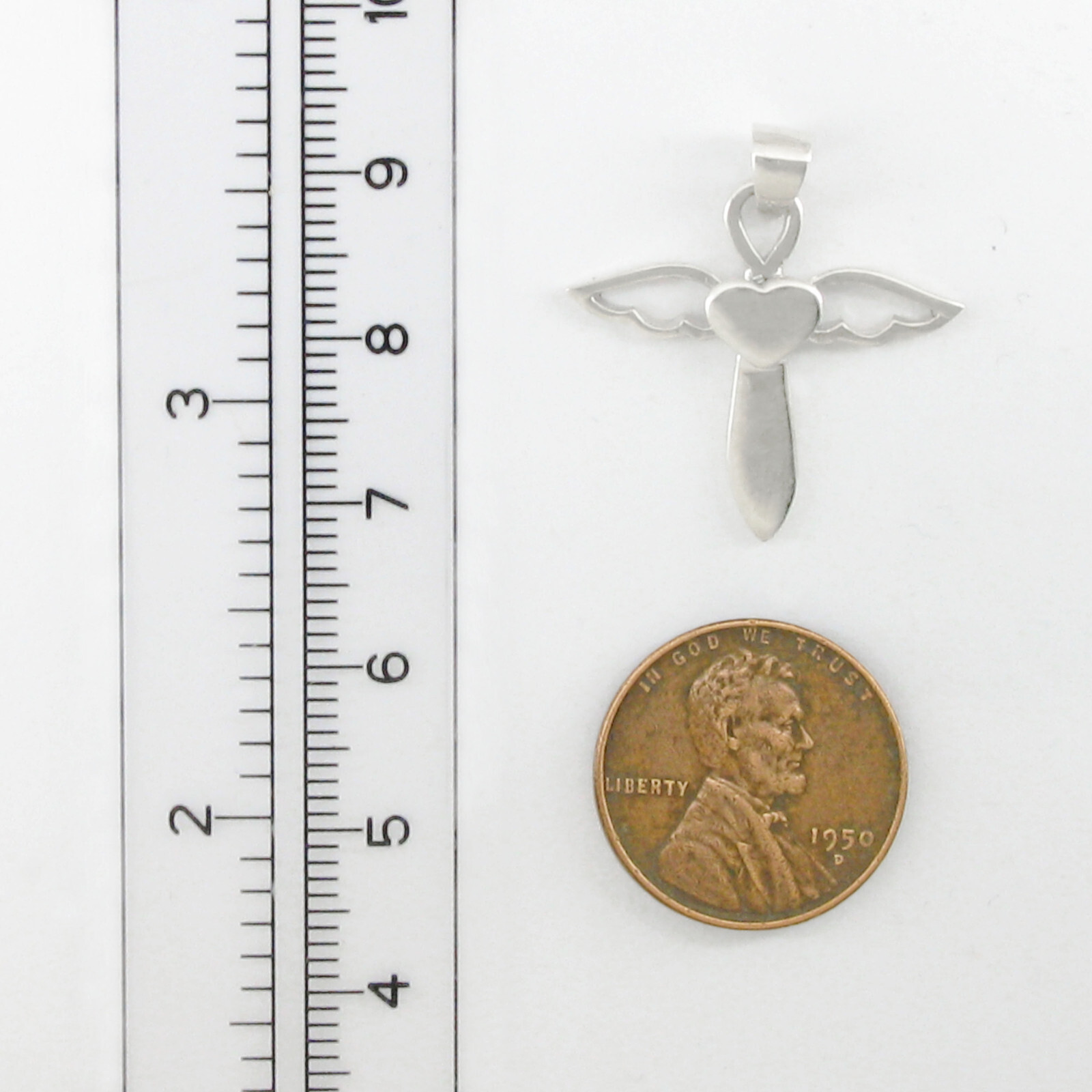 Simple ANGEL Heart Pendant in Sterling Silver – Add Your Own CHAIN!