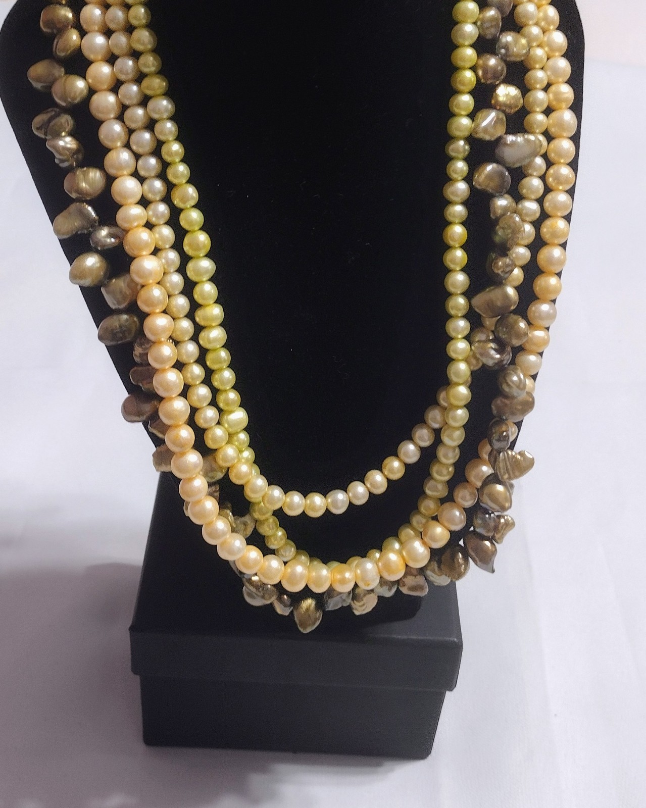 Unique Multi Strand Freshwater Pearl Necklace – Baroque Keshi Classic 16″ 3″ Ext