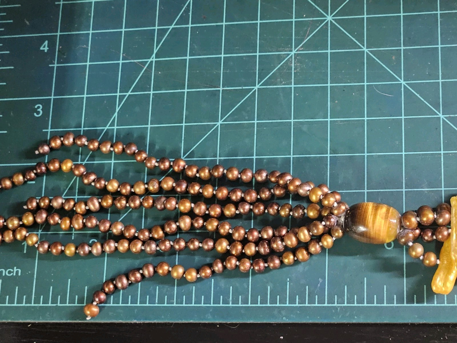 DTR Jay King Yellow & Brown Pearl Tassel Beaded Necklace