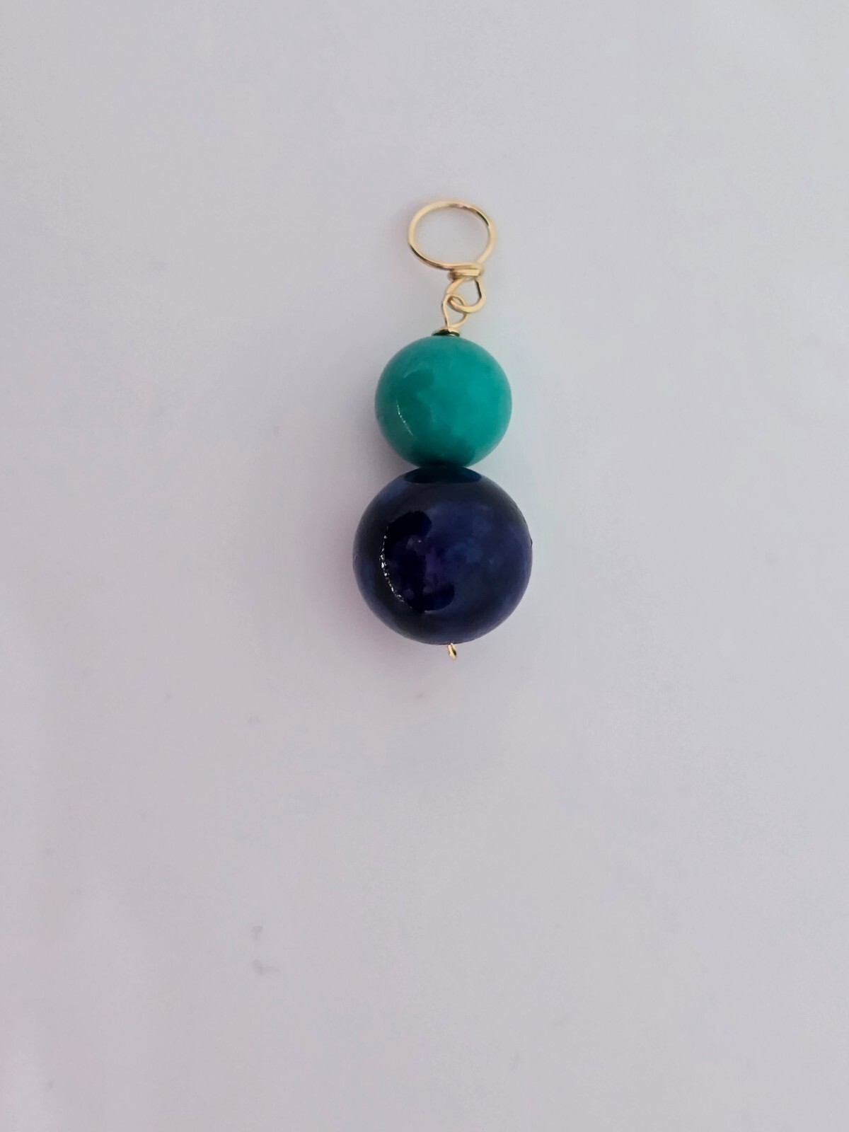 14k Yellow Gold Lapis Lazuli and Turquoise Drop Dangle Pendant 1″