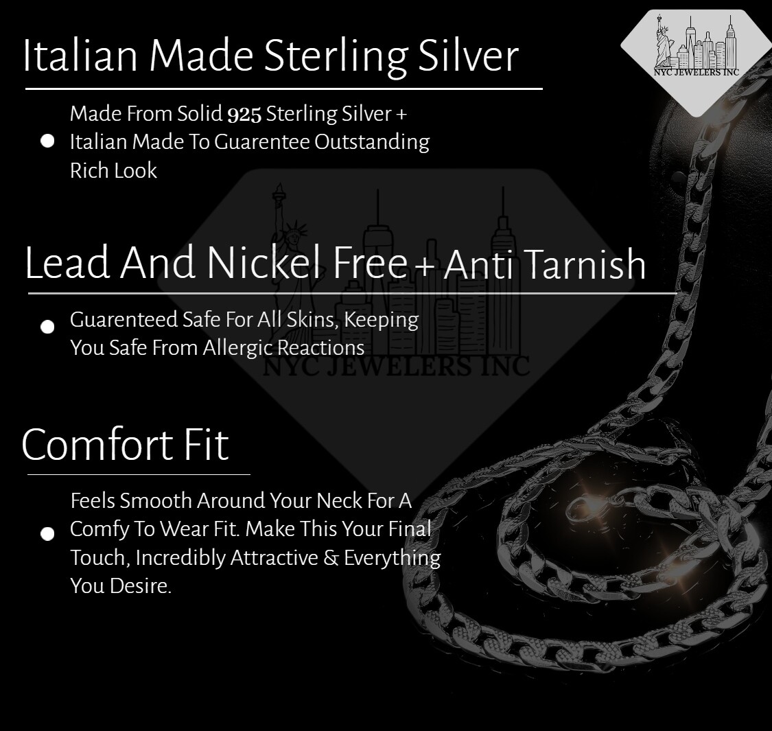 Solid Sterling Silver Miami Cuban Link Chain Necklace 925 Silver Chain 1.5-6.5mm
