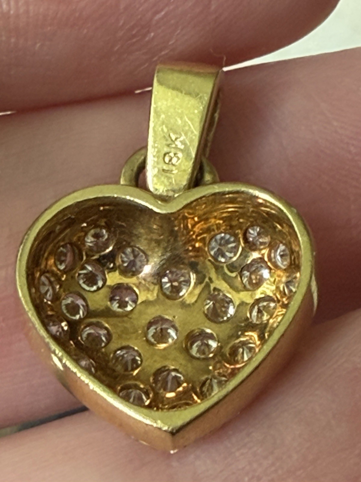 18k YG 1.48ct pave diamond heart pendant 5.8 grams