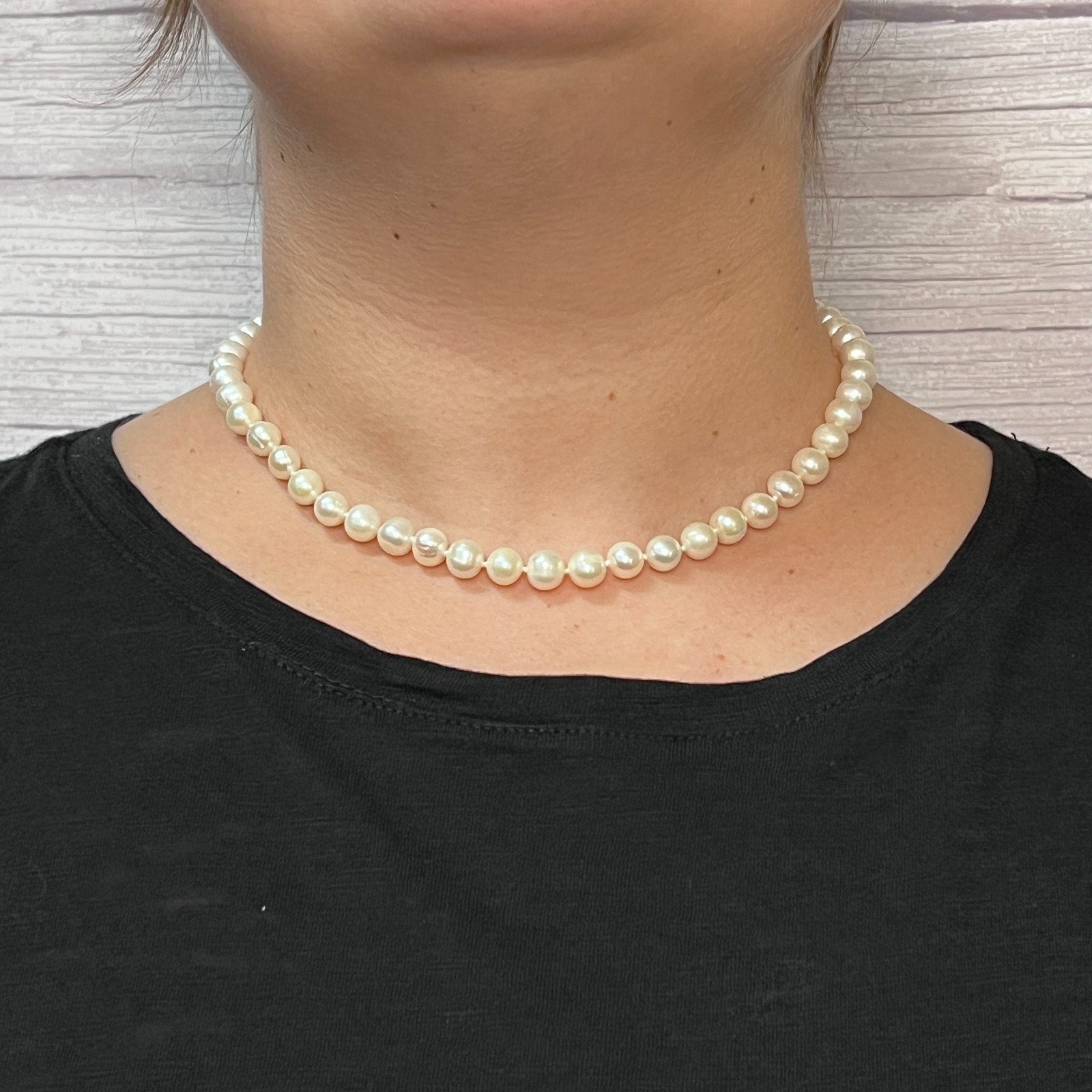NWT EFFY 18″ 7.5-8.5mm Cultured Pearl Strand Necklace 925 Retail $200