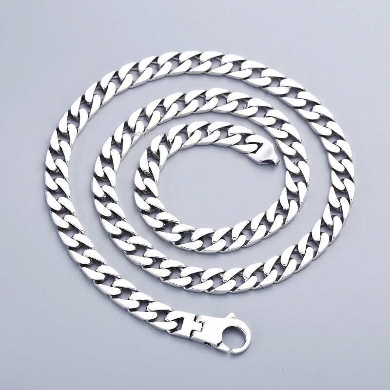 Real S925 Sterling Silver Necklace Women Men 7mm Solid Curb Cuban Link Chain