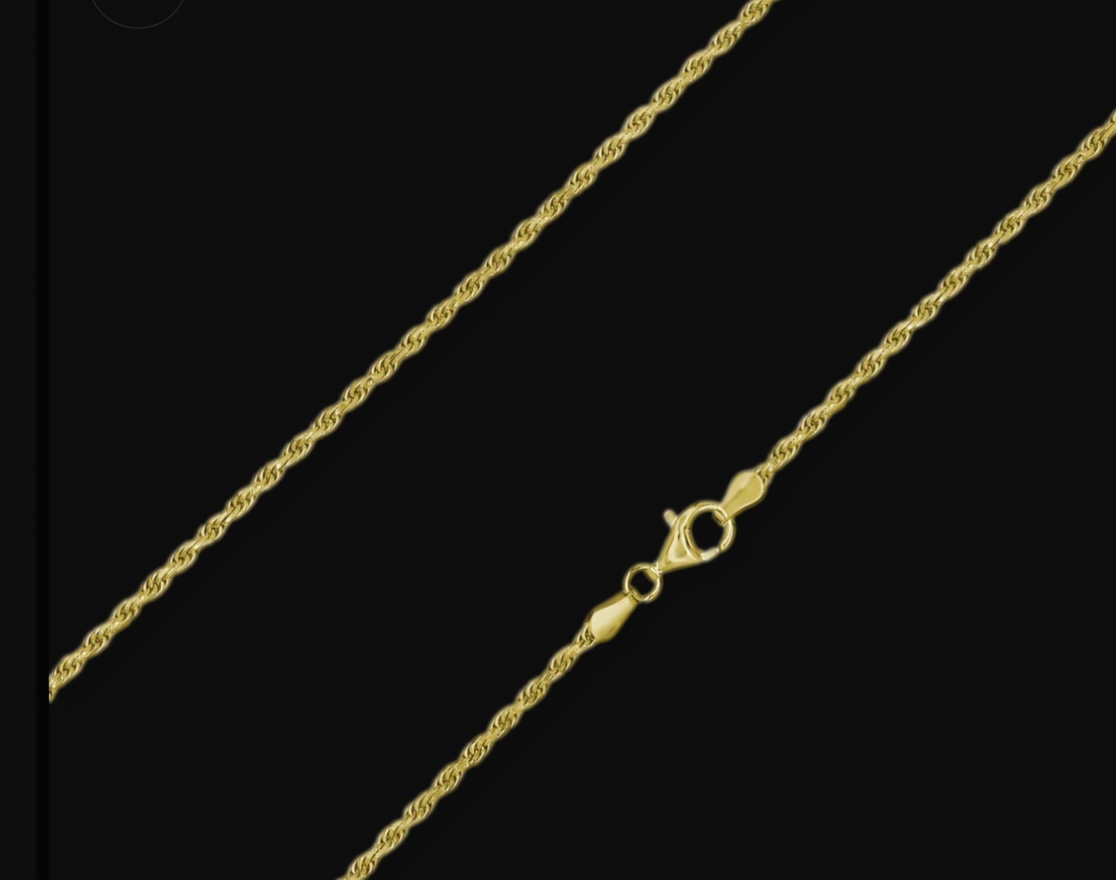 NIB 2.5mm D/C 18k Gold Bonded 24″ Rope Chain Made n Italy