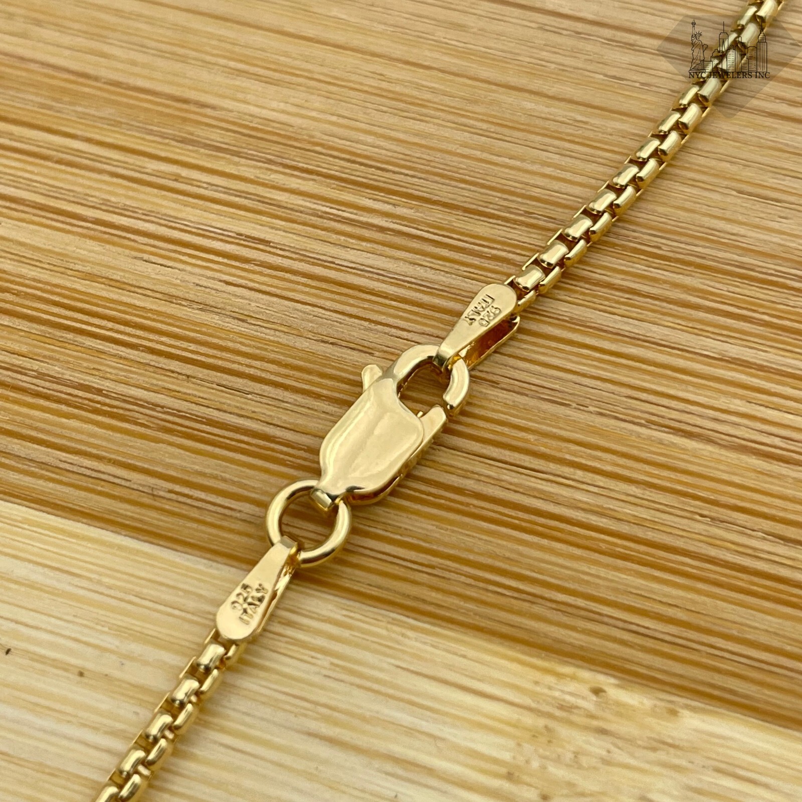 14K Gold Plated Sterling Silver Round Box Chain Necklace 925 Silver Chain 2.5MM