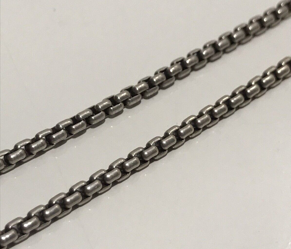 DAVID YURMAN 925 Box Chain w/14k Yellow Gold DY Logo & Unbranded Box Pendant