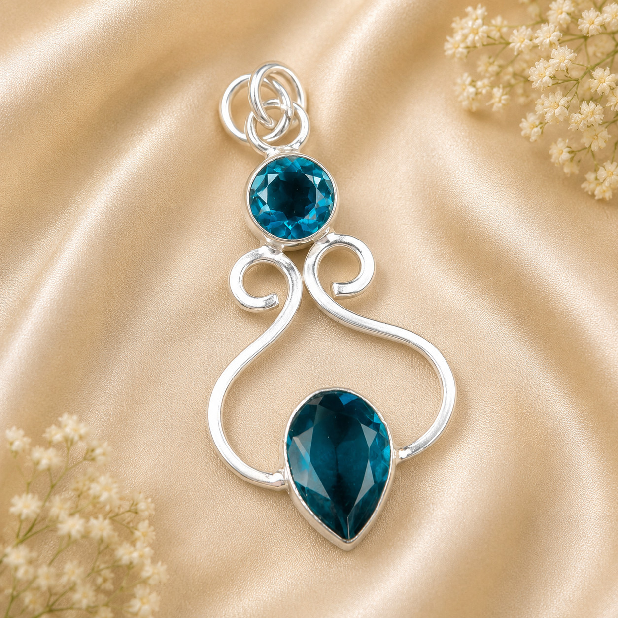 Apatite Gemstone 925 Sterling Silver Necklace Pendent 1.60″ Gift For Women