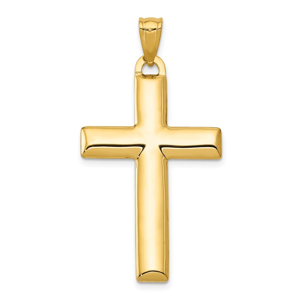 14k Gold Two-Tone Reversible Cross Charm Pendant 1.62 Inch