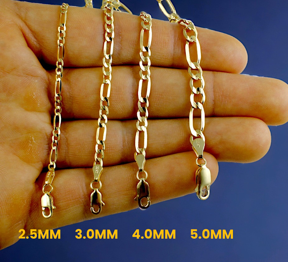 10K Yellow Gold 2mm-11mm SOLID Figaro Chain Necklace All Sizes Real Gold