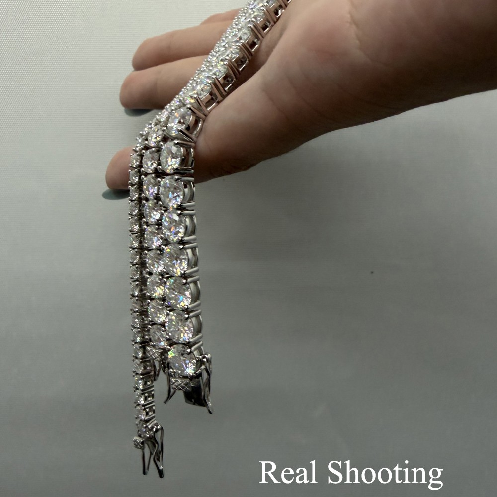 US 4mm D VVS1 MOISSANITE Tennis Chain Necklace – 925 Sterling Silver – Men Women