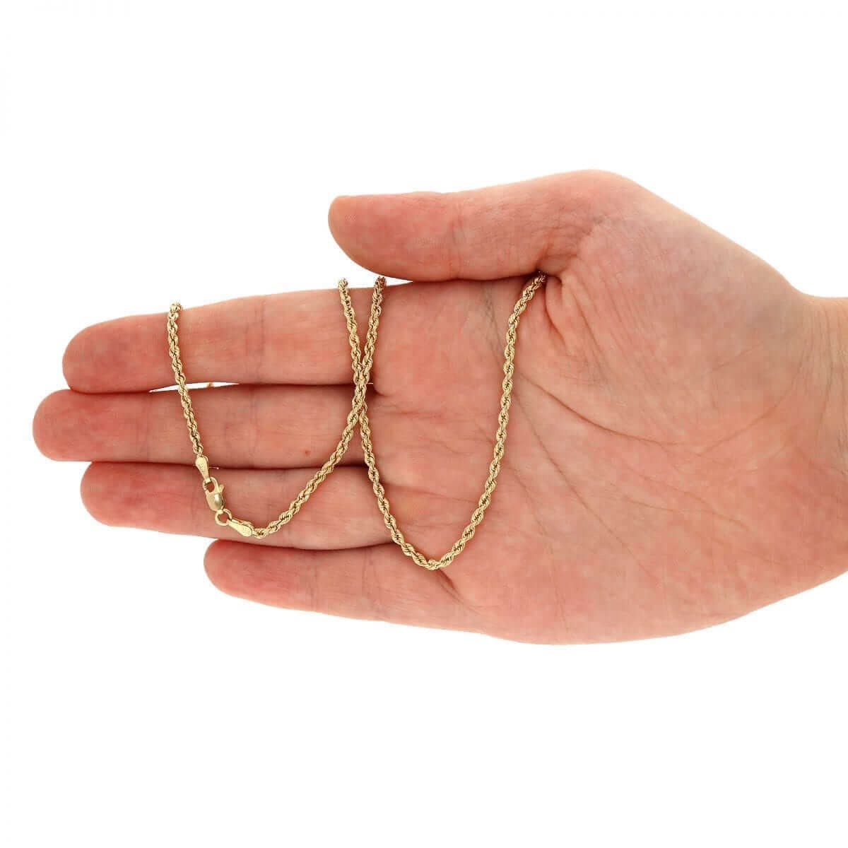 10K Real Gold 1.8mm-9mm Hollow Rope Chain Necklace 16″-30″
