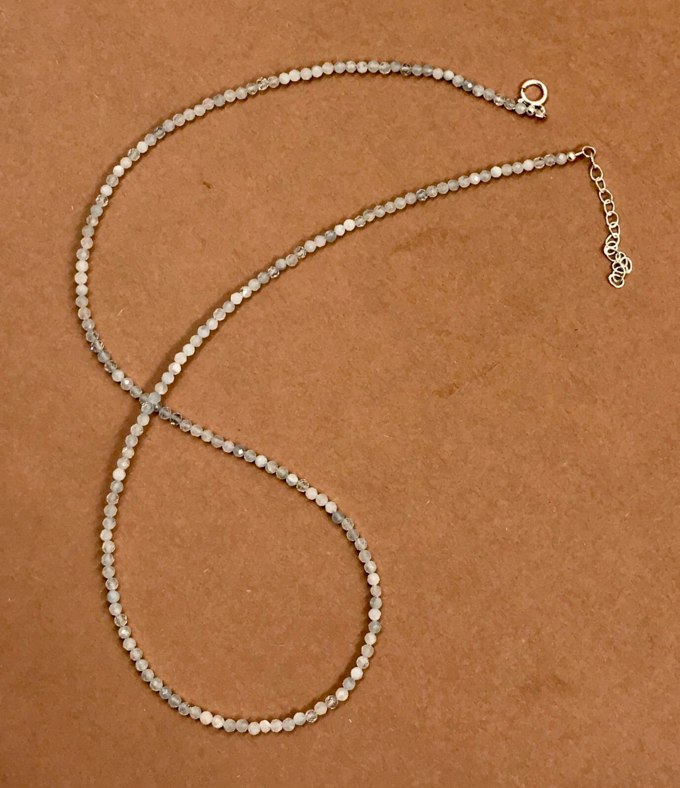 Genuine Aquamarine Beads 925 Silver Necklace Jewelry Women Handmade USA SELLER