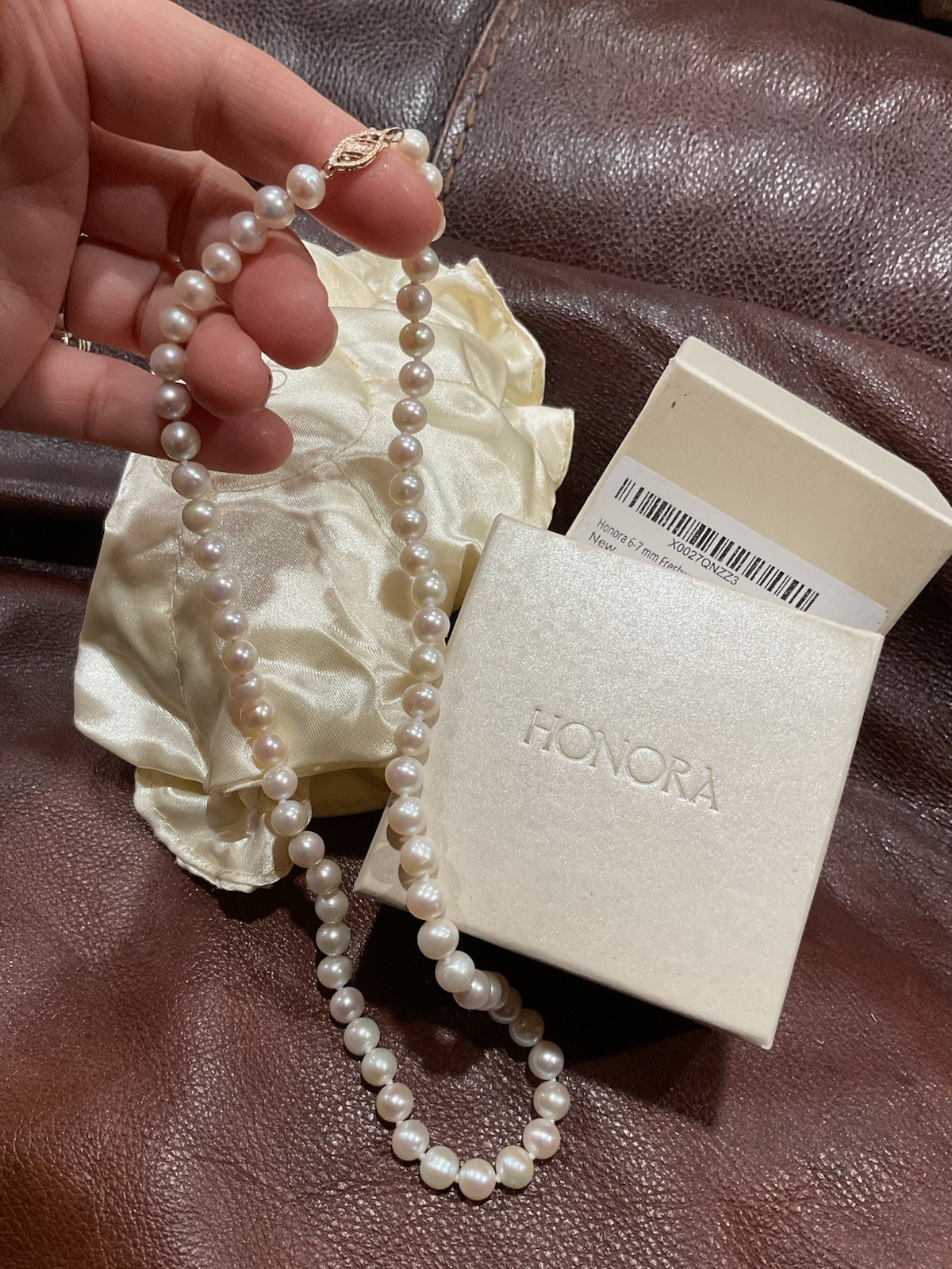 New 10k Solid Gold HONORA Genuine 18″ Strand of 6-7mm Cultured Pearl Necklace