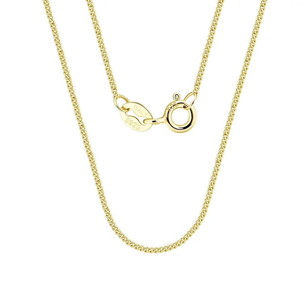 9CT YELLOW GOLD & SILVER CURB CHAIN / NECKLACE – 16″ 18″ 20″ 22″ 24″26″