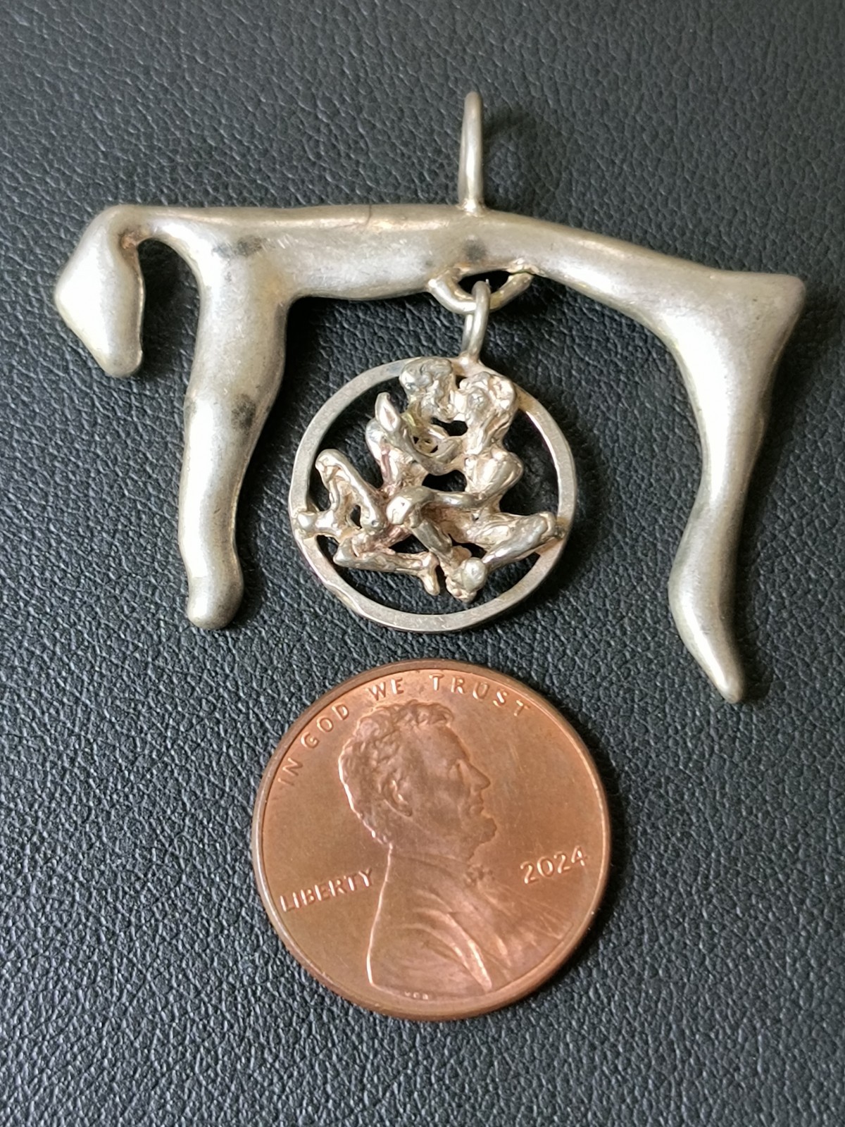 RARE Sterling Silver 925 Chai Life Hebrew Pendant Romantic Couple Unbranded