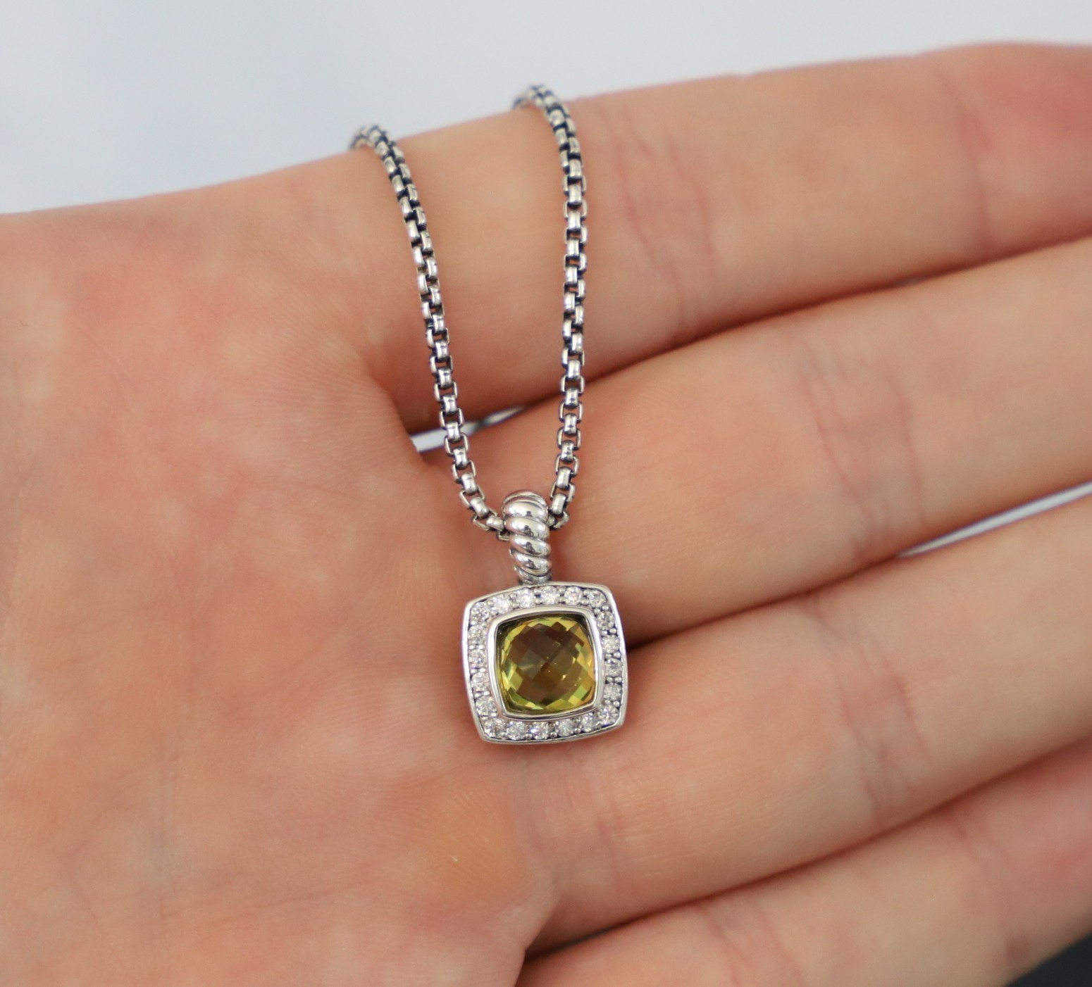 David Yurman Sterling Silver Lemon Citrine Petite Albion Enhancer Necklace