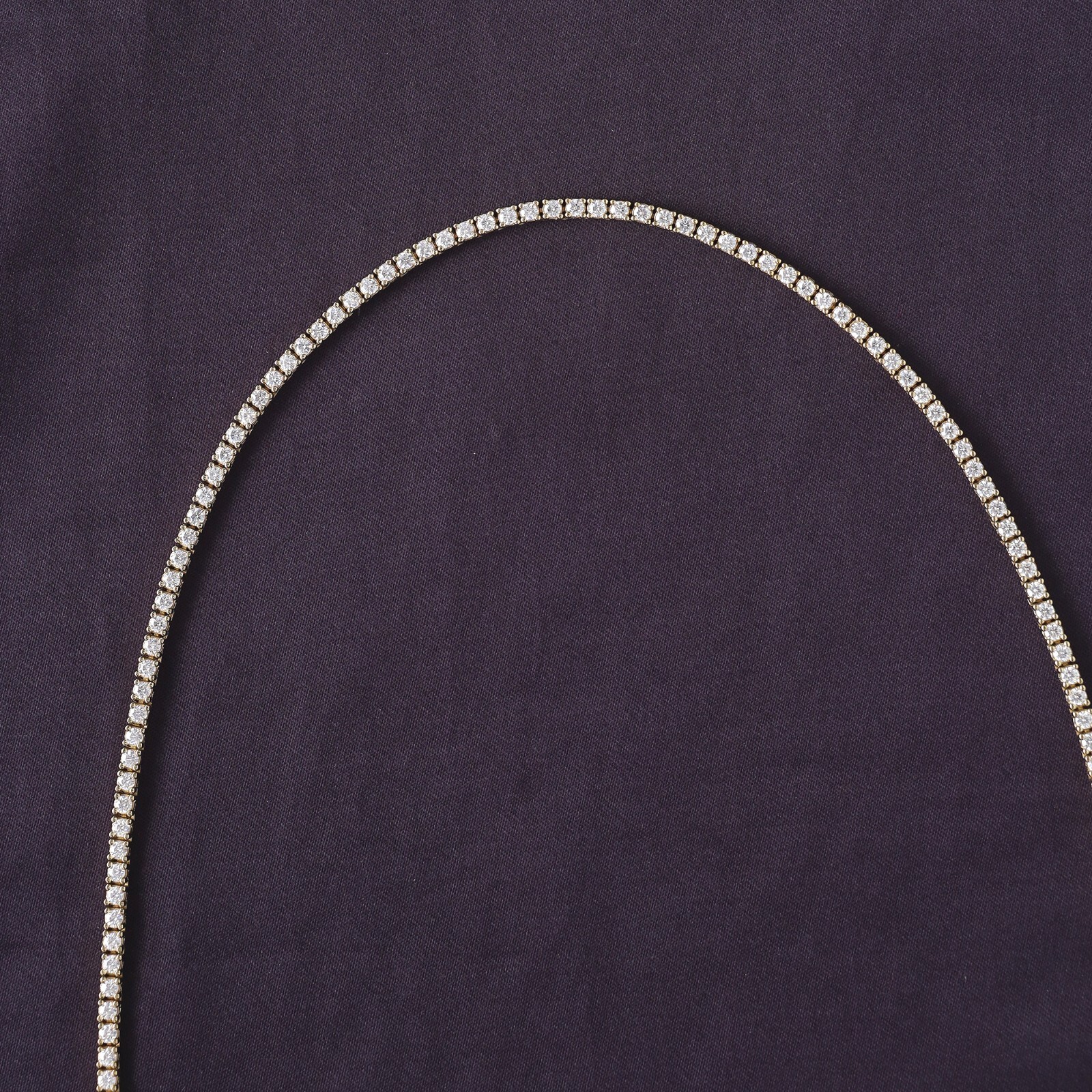 5.25 Ct 2MM Width Tennis Chain Necklace Moissanite 14K Yellow Gold Plated Silver
