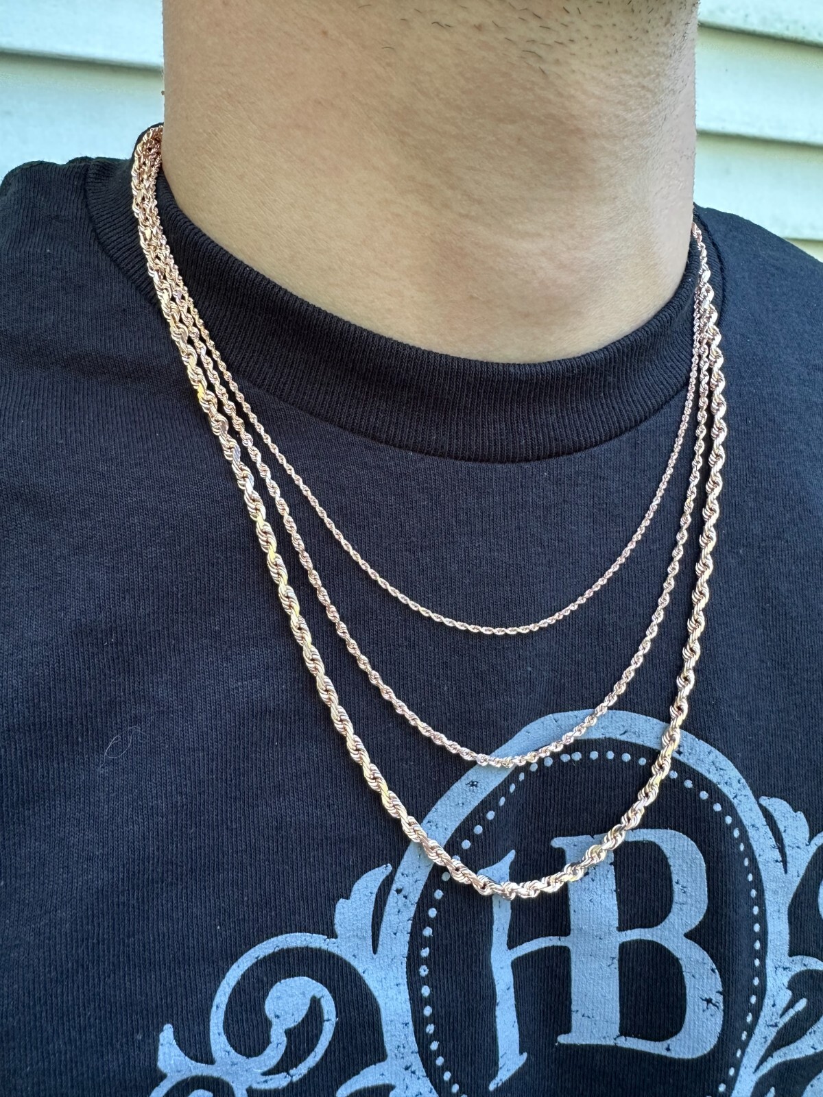 Solid 14k Rose Gold Men’s Women’s Real Rope Chain Necklace 1.5mm-4mm