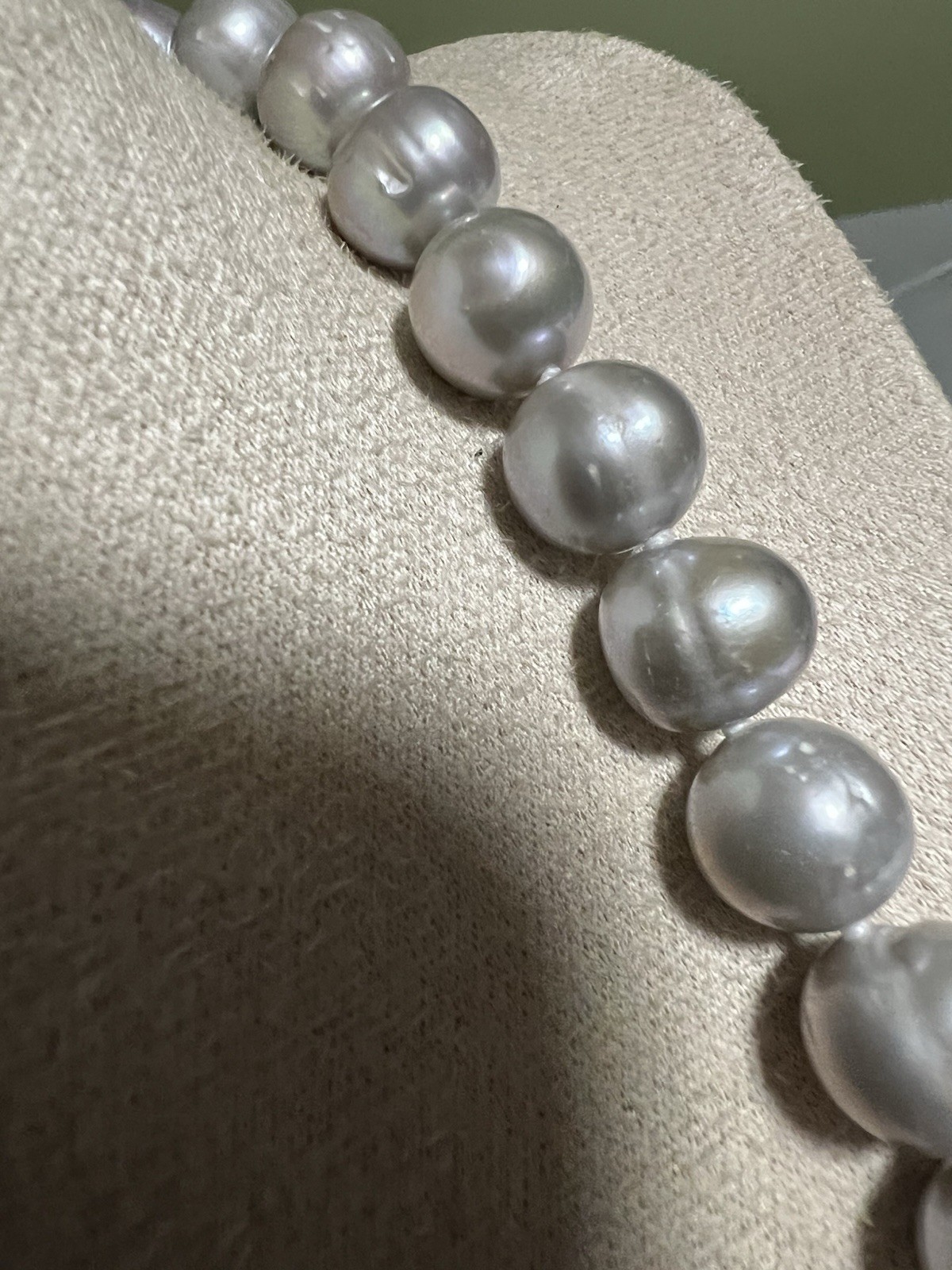 Heavy 100g Vintage OP Grey Pearl Strand Necklace Knotted Sterling Silver 925
