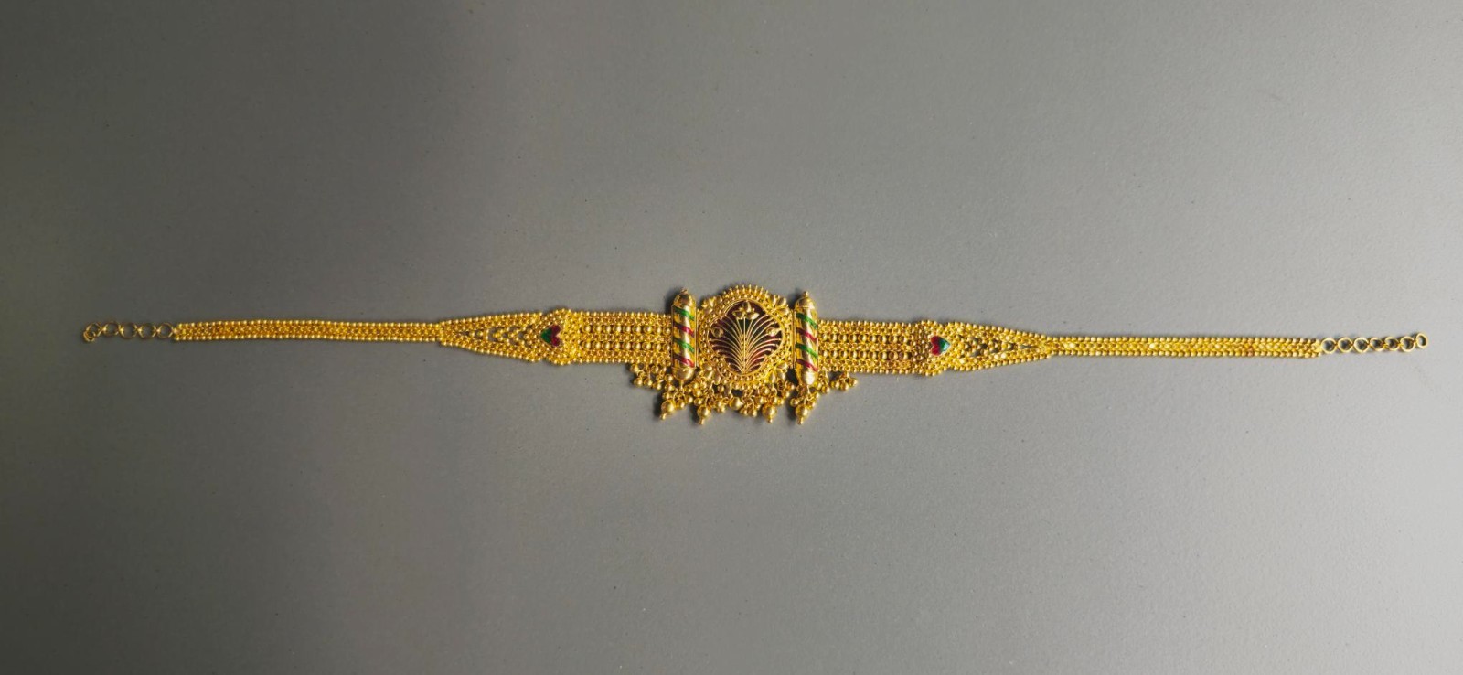 22k Solid Gold Choker Necklace – Handcrafted with Meenakari Design