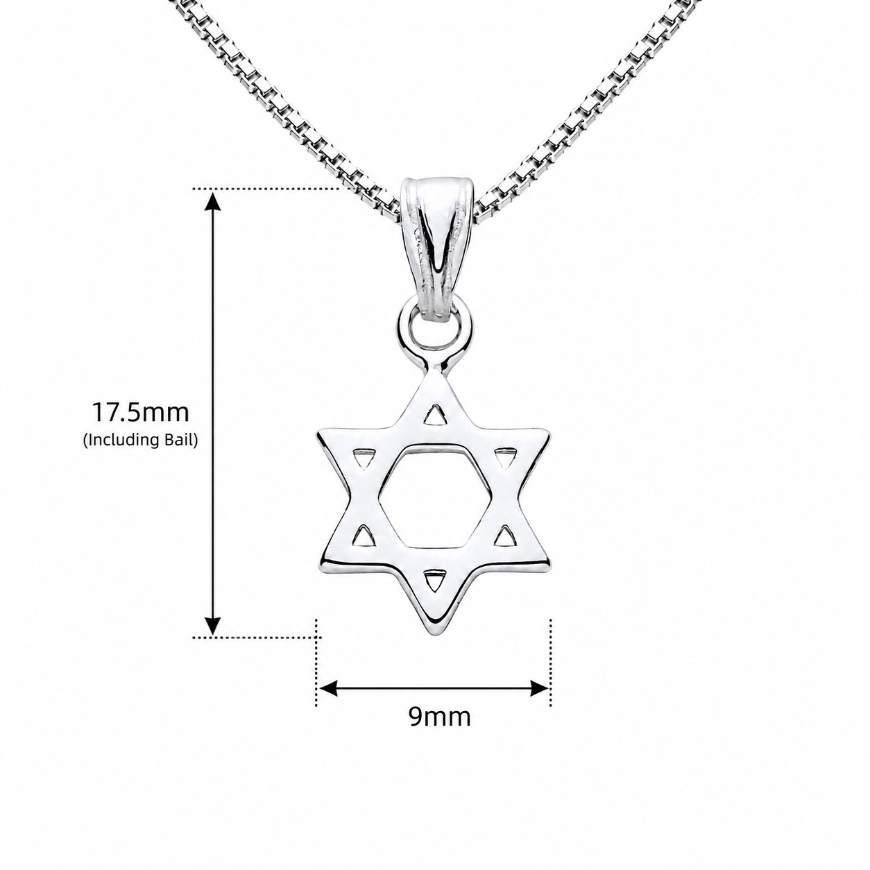 925 Sterling Silver Petite Star of David Pendant Necklace 16 or 18 Inch Chain