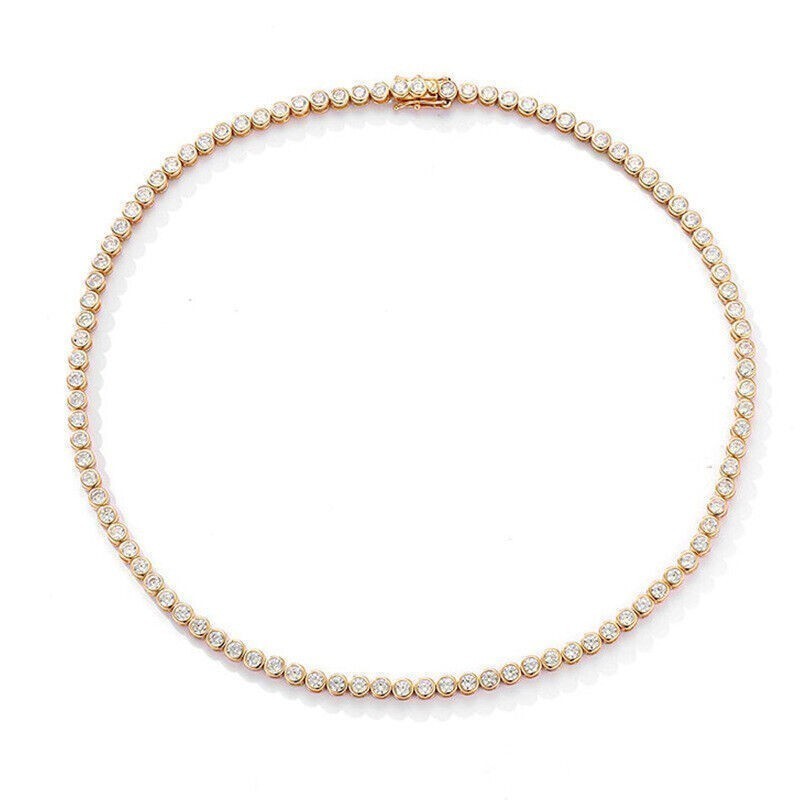 3mm-17in VVS1 Moissanite S925 Sterling Silver Tennis Necklace 18K Gold Plated