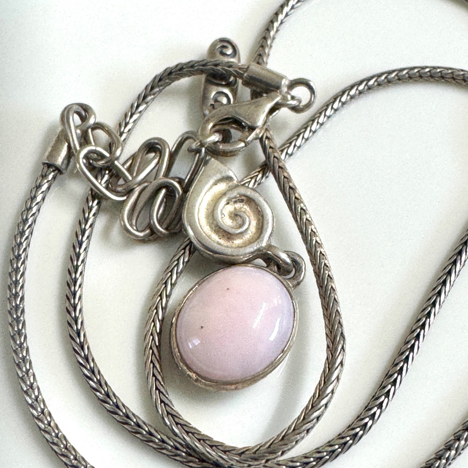 RARE AND RETIRED PANDORA PINK OPAL Sterling Silver Necklace 390116RHO-45