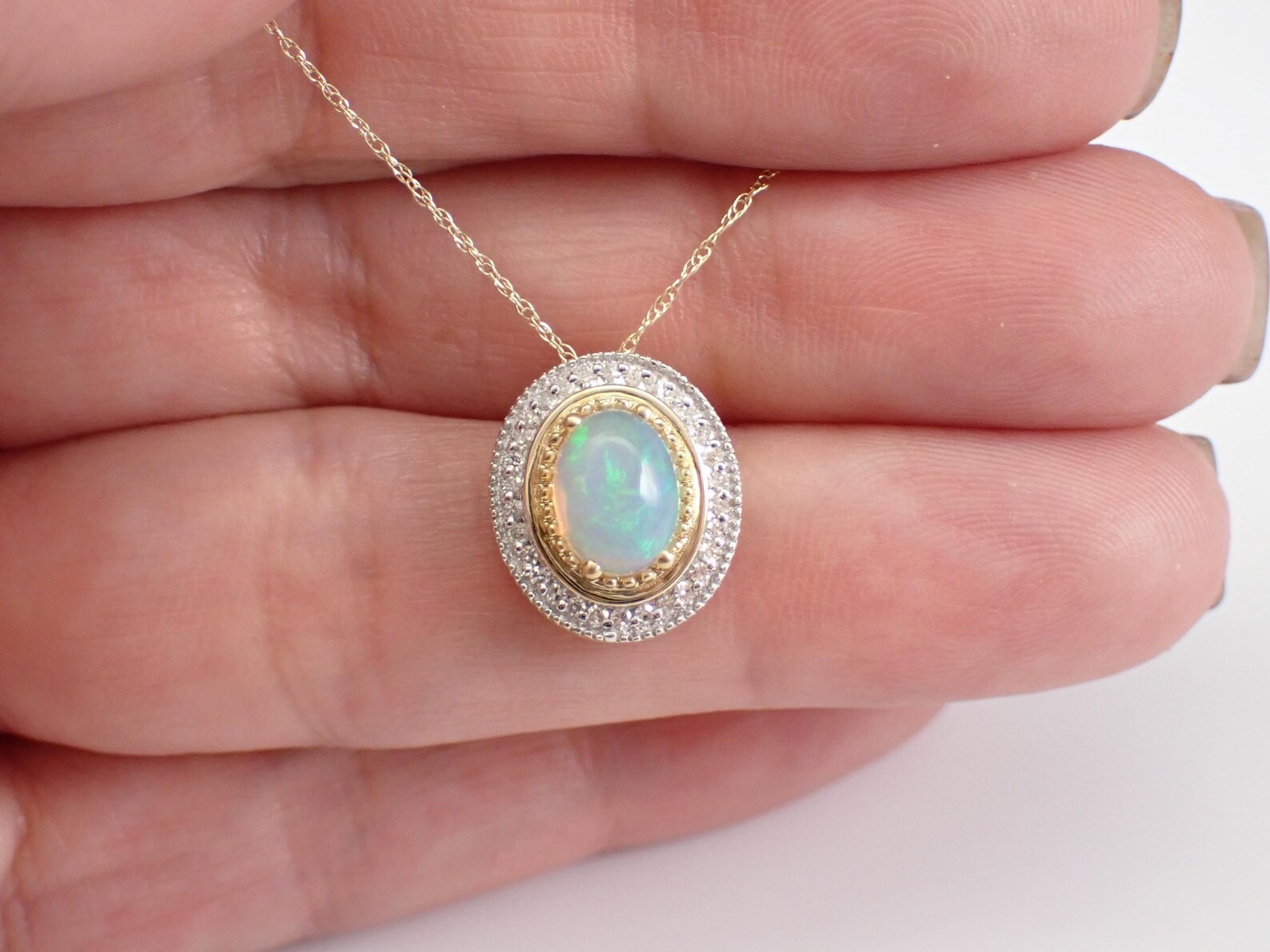 2 Ct Oval Lab Created Fire Opal Halo Pendant Necklace 14K Yellow Gold Plated