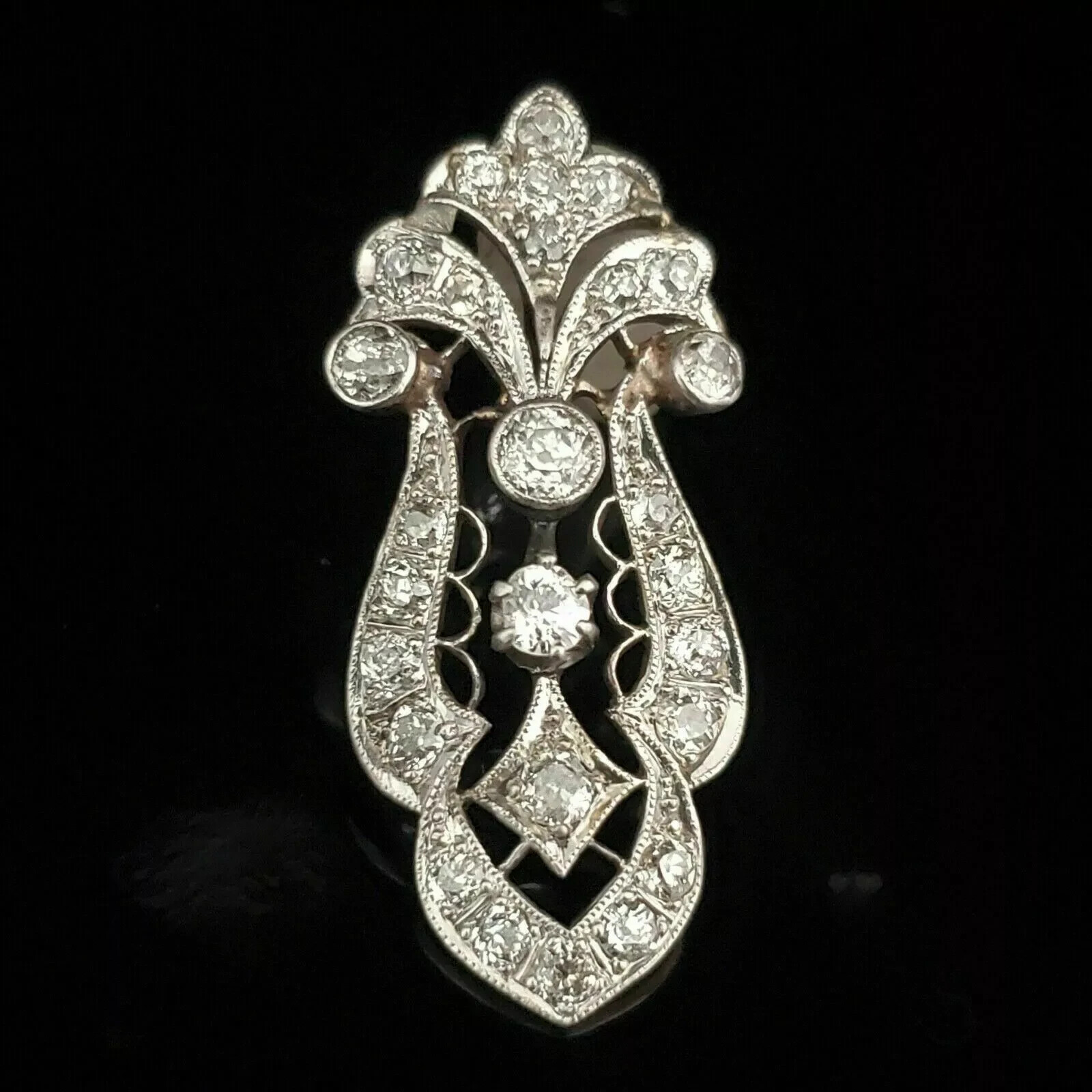 3Ct Round Cut Edwardian Diamond Pendant 14K White Gold Over