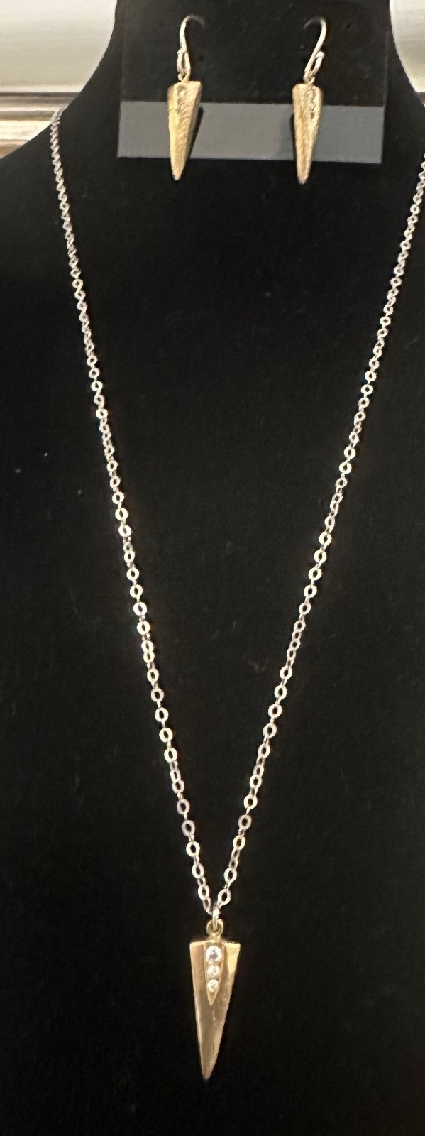 SILPADA Earrings + Pendant Necklace SET Crystal .925 Sterling Silver & GOLD