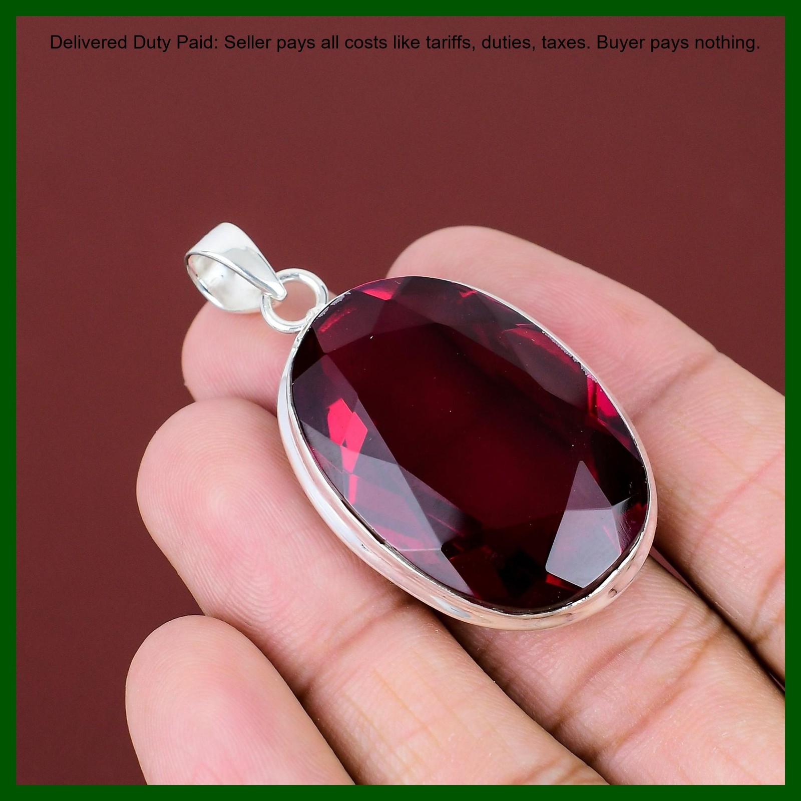 Oval Rubellite Stone Anniversary Sister Birthday Wedding Boho Pendant 925 Silver