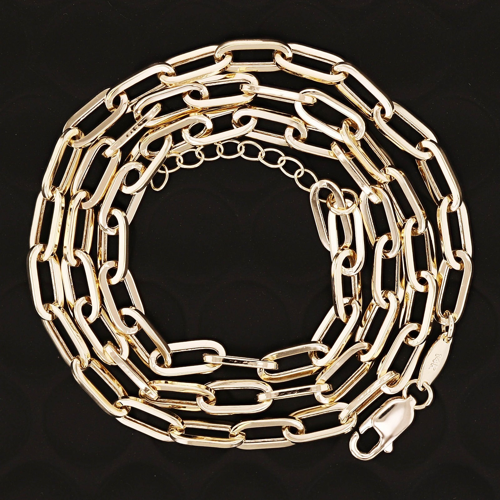 Italian 14k Yellow Gold Paper Clip Link Chain Necklace 18″ 4mm 5.4 grams