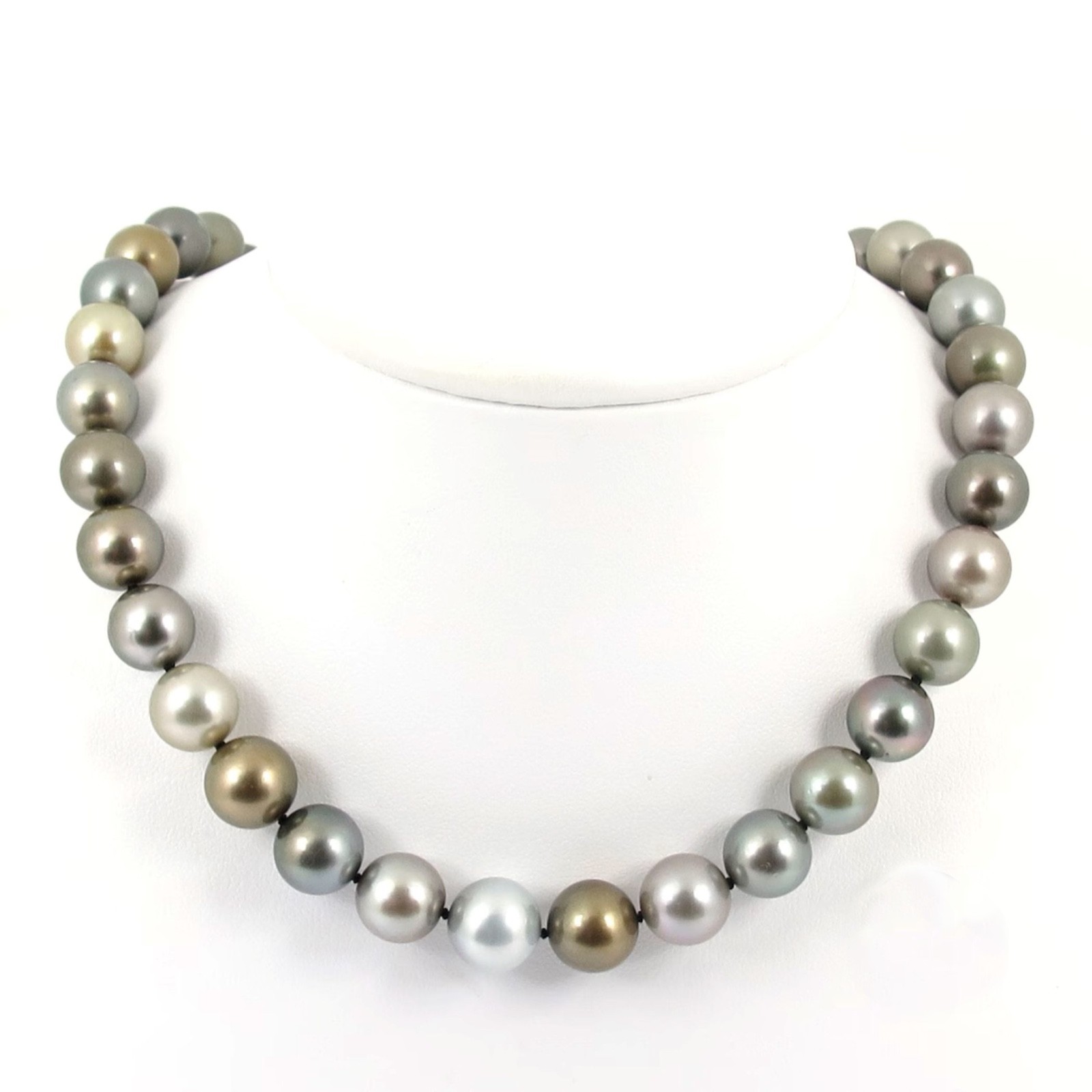 Natural Multi-Colour Tahitian Cultured Pearl Necklace, 14K Gold Clasp #103TN