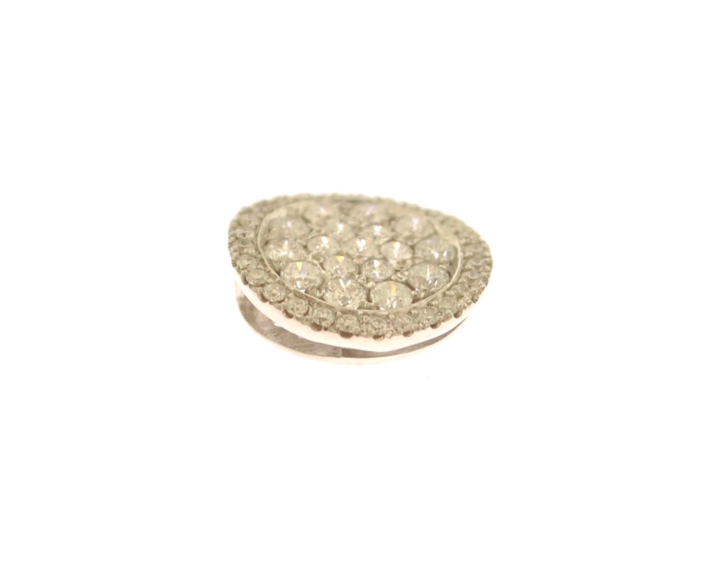 14K White Gold .50 Carat Pave Set Round Diamond 12.50mm Circle Pendant
