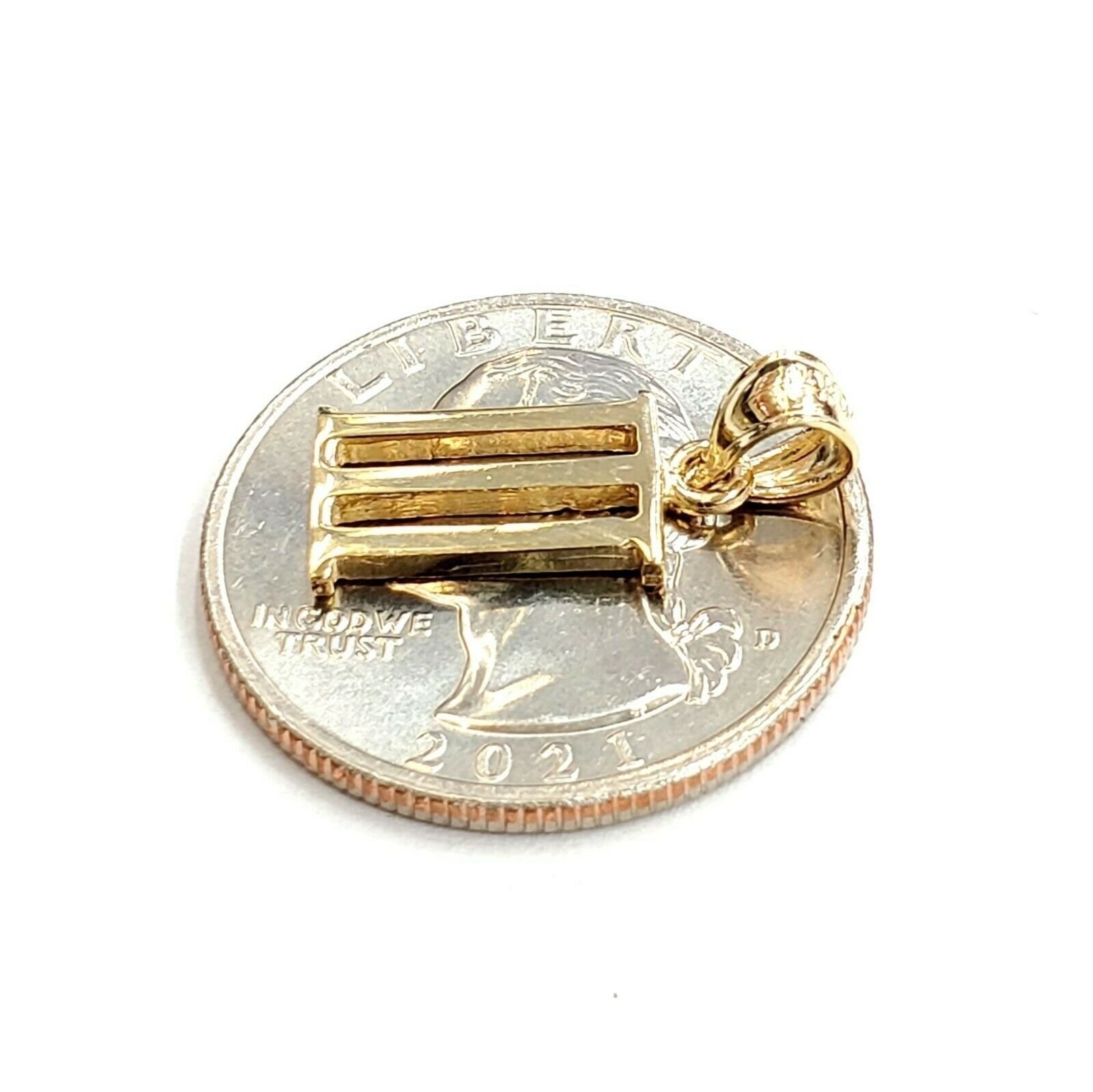 New 14KT Yellow Gold Solid Roman number 3 Pendant charm gift Fine Jewelry 1.3g