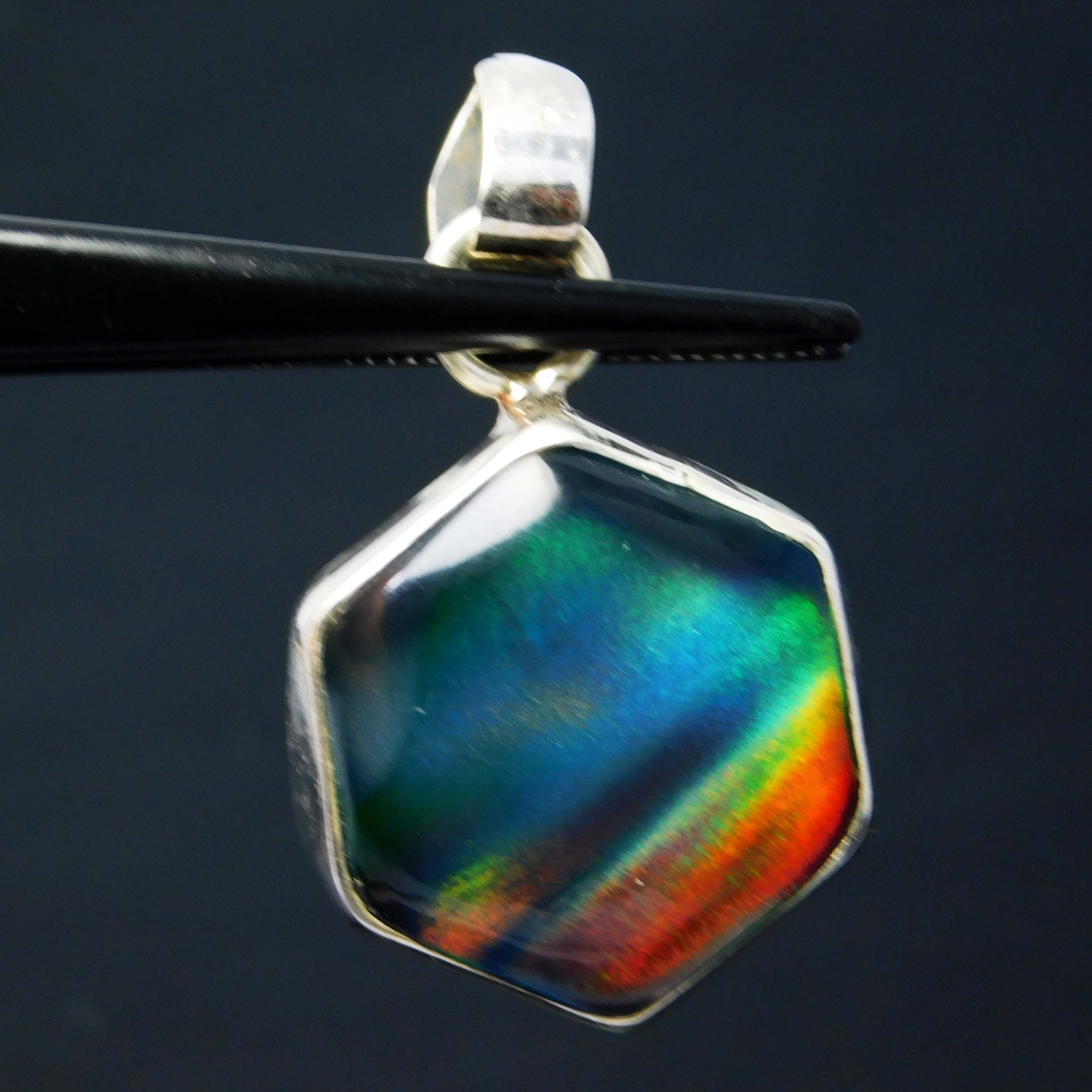 Certified 17.10 Ct Natural Aurora Opal Hexagon 925 Silver Pendant Jewelry Gift