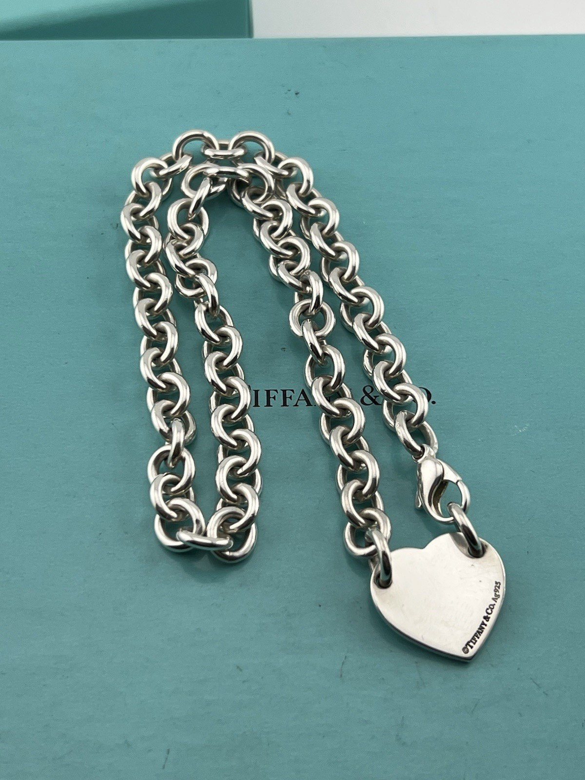 Tiffany & Co. Sterling Silver “Return To Tiffany” Heart Tag Choker Necklace 15”