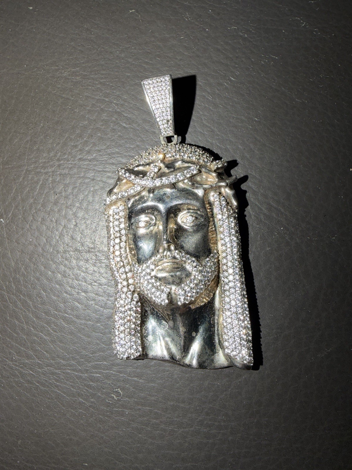 MOISSANITE Iced Out Hip Hop Jesus Face Pendant-925 Silver, 3.25” LONG