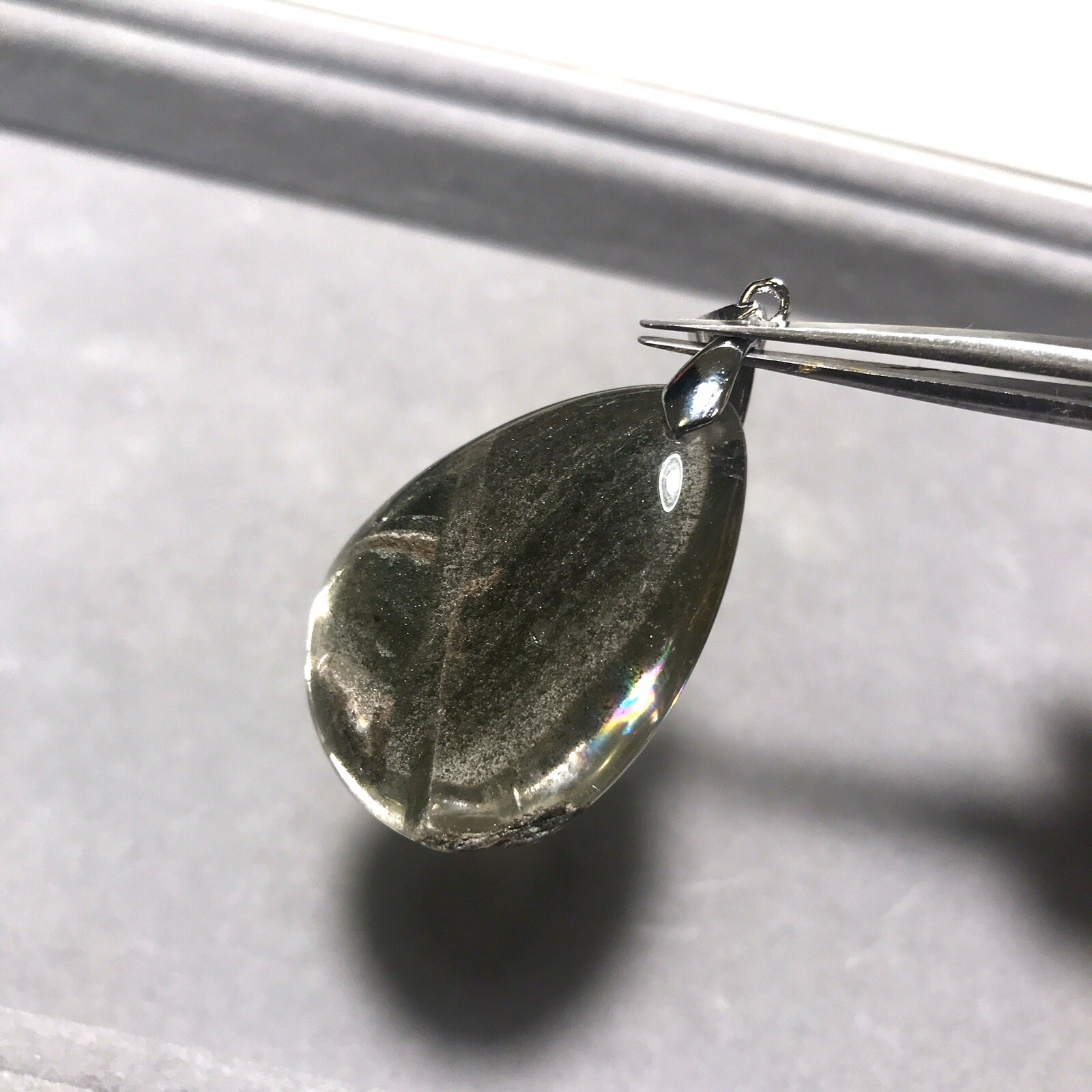 US SELLER Natural Green Phantom Quartz Pendant Teardrop Brazil Crystal