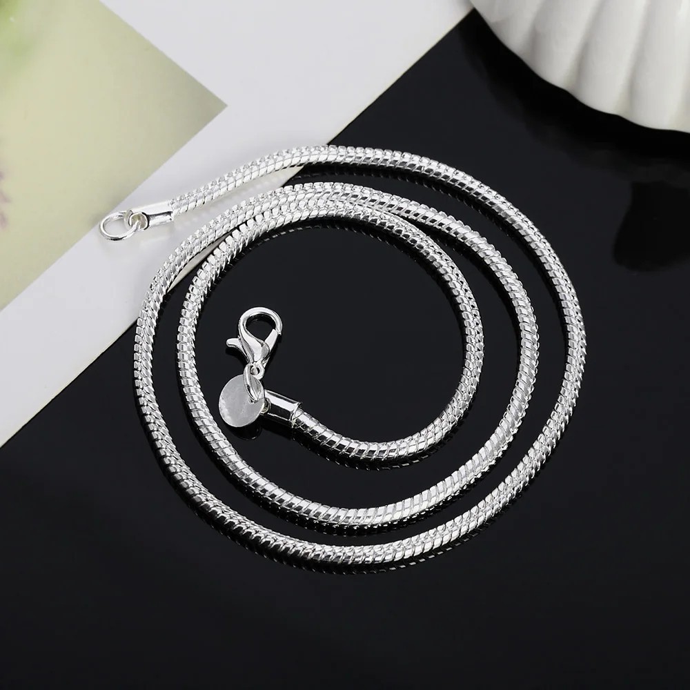 Hot sale 20-60cm 925 Sterling silver 3mm Snake Chain Necklace Bracelet For Woman