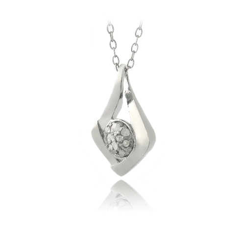 925 Silver 1/10ct Diamond Angular Necklace, 18″