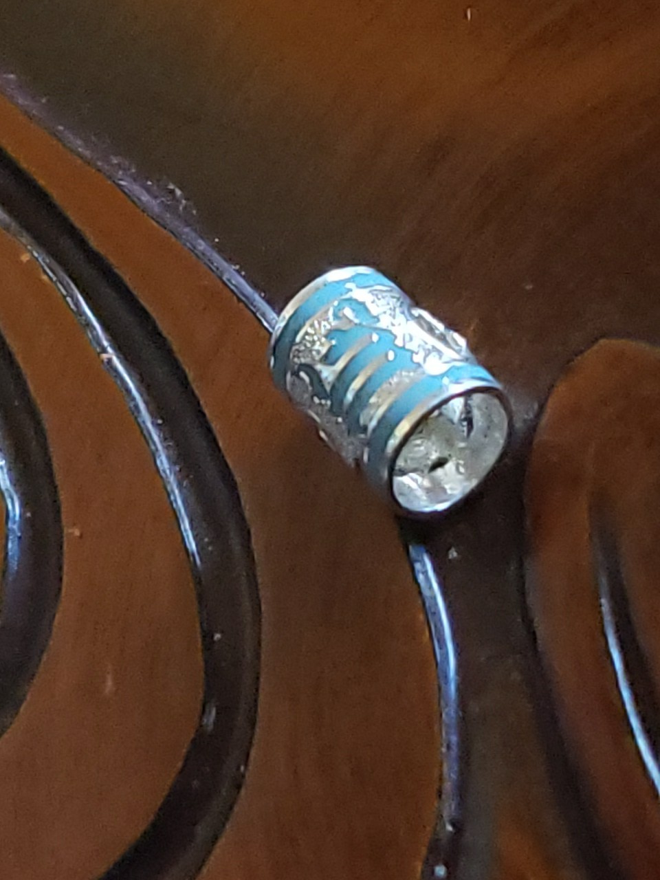 Hawaiian Baby Silver Initial Pendant Enamel 8mm X 6mm Slide Blue Letter