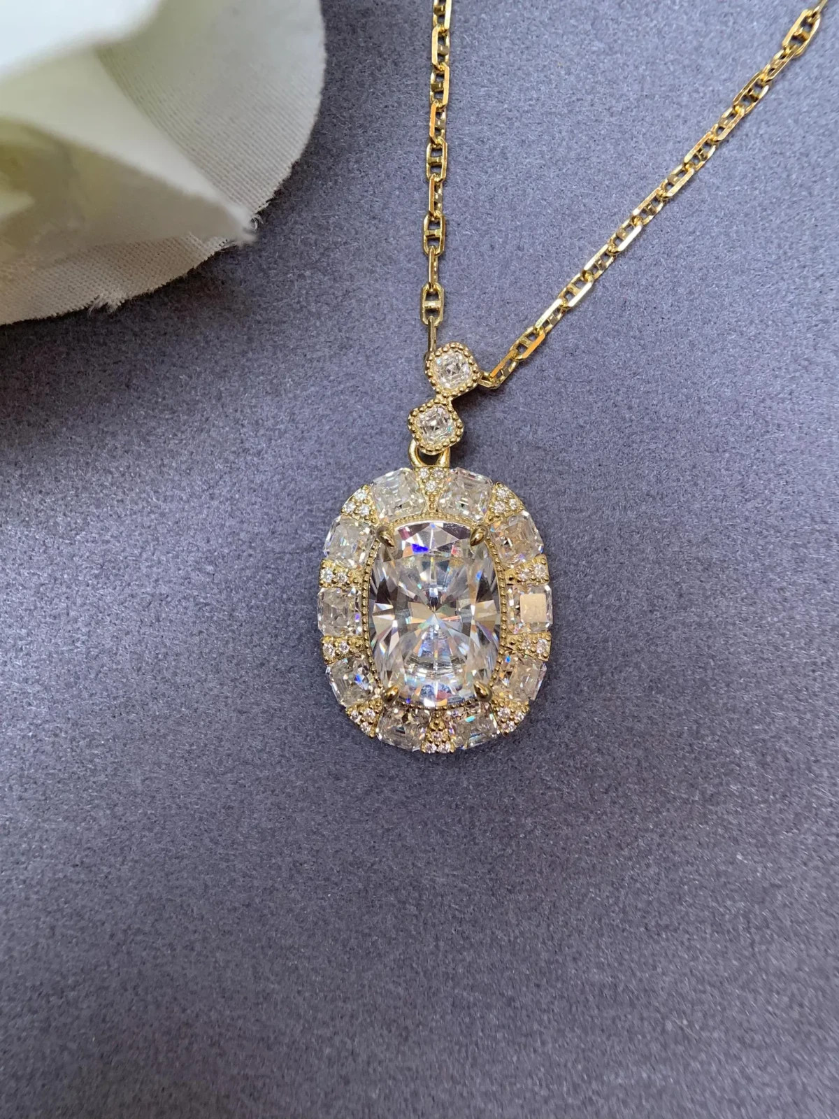 4ct Cushion Cut Moissanite Necklace D Color Gemstone 925 Sterling Silver Gift