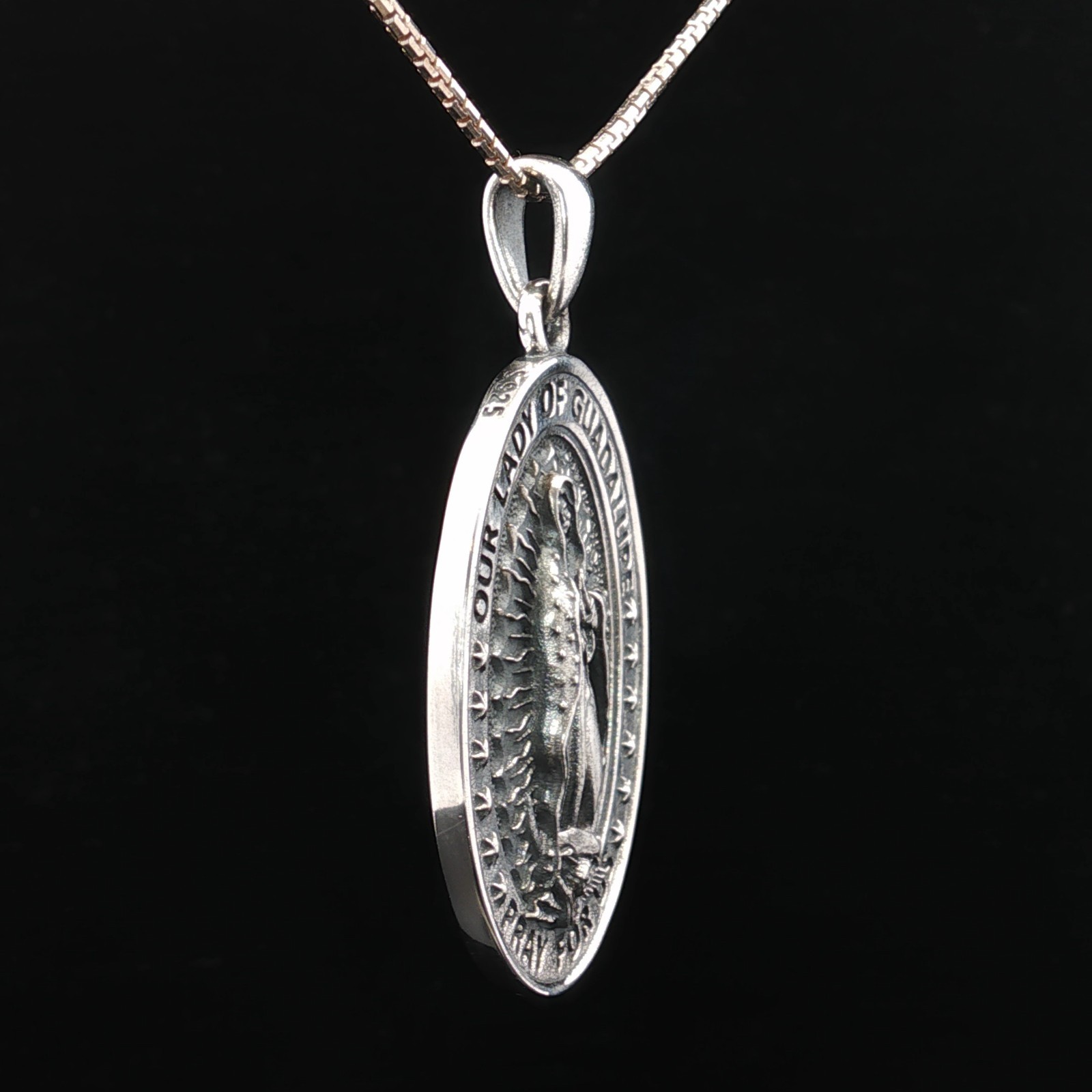 925 Sterling Silver Two-Sided Our Lady of Guadalupe Necklace