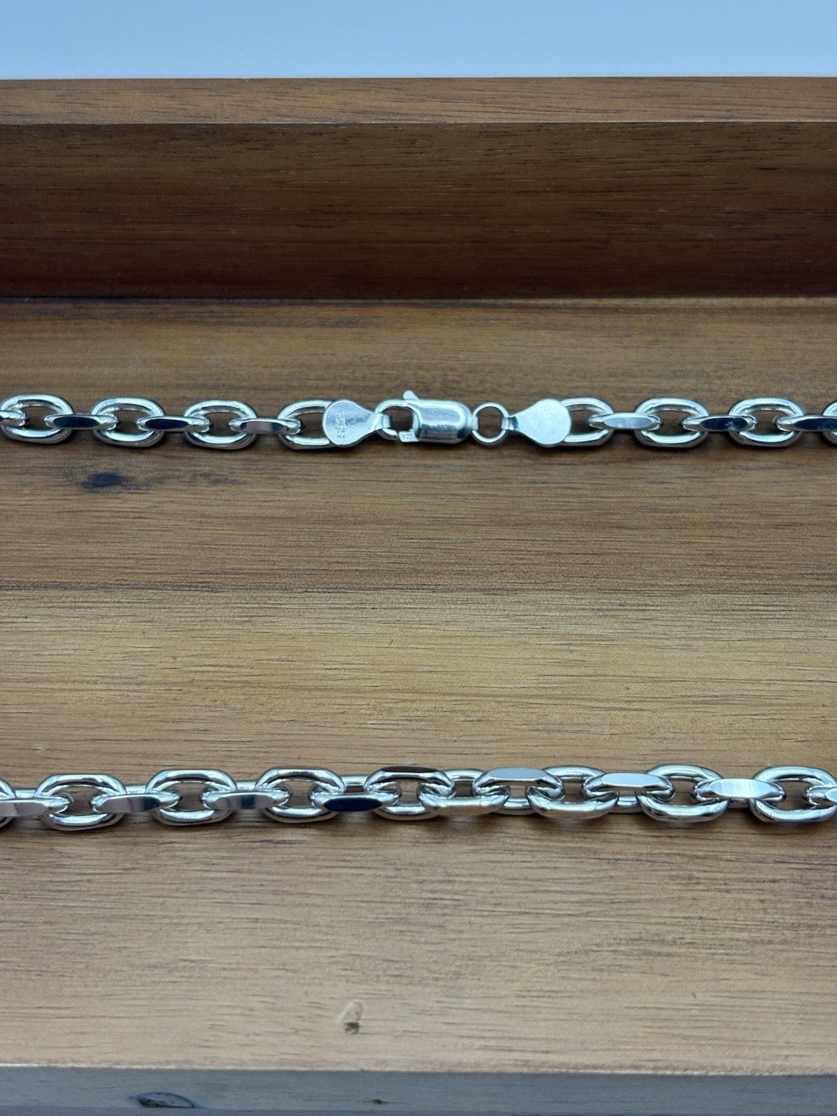 24 INCH 6MM STERLING SILVER HERMES CABLE ANCHOR LINK CHAIN RHODIUM 62.5G 925