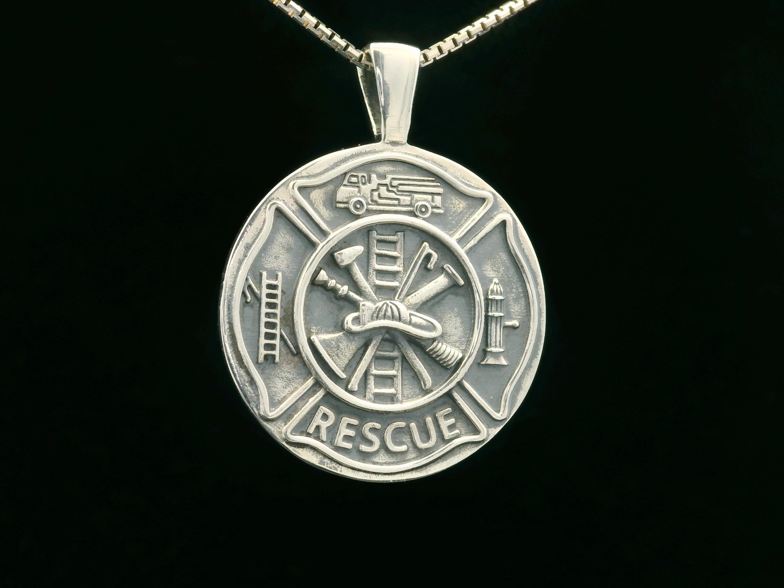 925 Sterling Silver Saint Florian Two-Sided Necklace