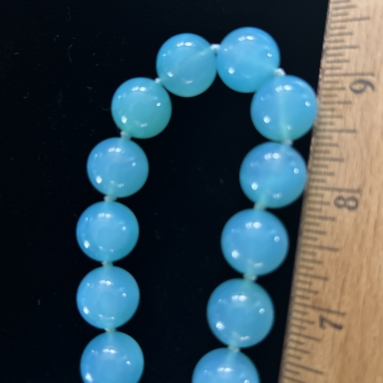 Beautiful Aqua Blue Chalcedony Beads 585 14k Clasp Necklace 19”/115 grams