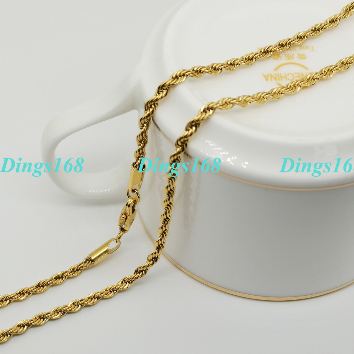 Real 18K Yellow Gold Filled Tarnish/Nickel-Free 4 mm 20 inch Rope Chain Necklace