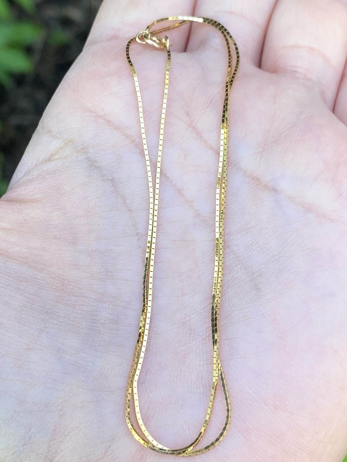 Solid 14k Yellow Gold Box Chain Necklace 1.63 Grams- 16 Inches